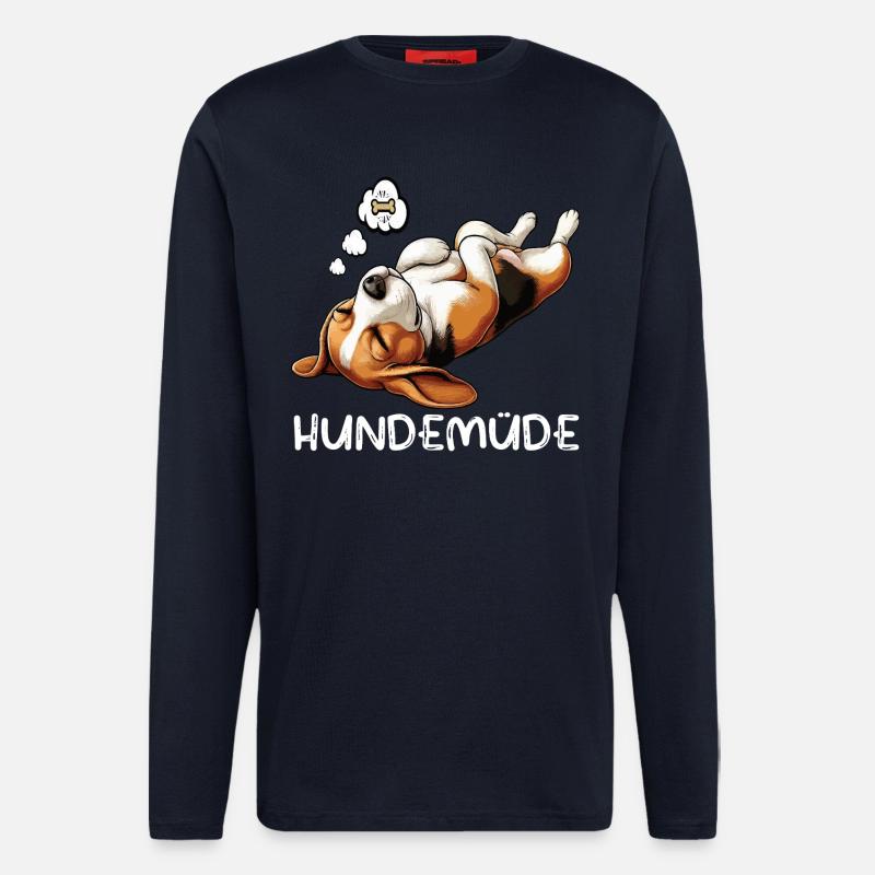 Hundemüde Beagle Beaglebesitzer Beaglehalter - Langarmshirt - made by SPREAD  - DARK NAVY