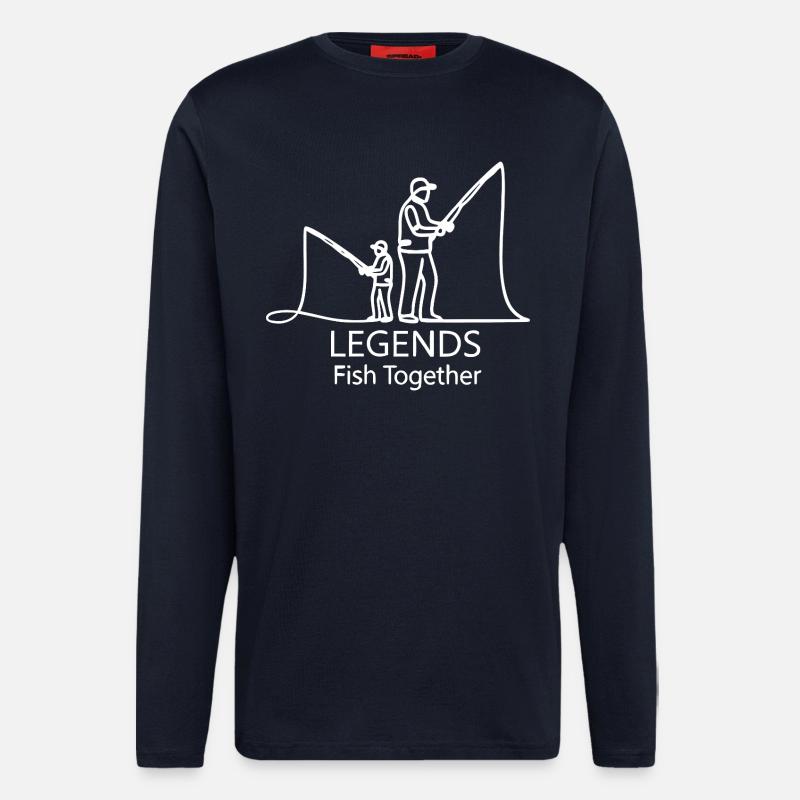 Légendes pêchant ensemble - Manches longues bio décontracté fabriqué en UE - DARK NAVY