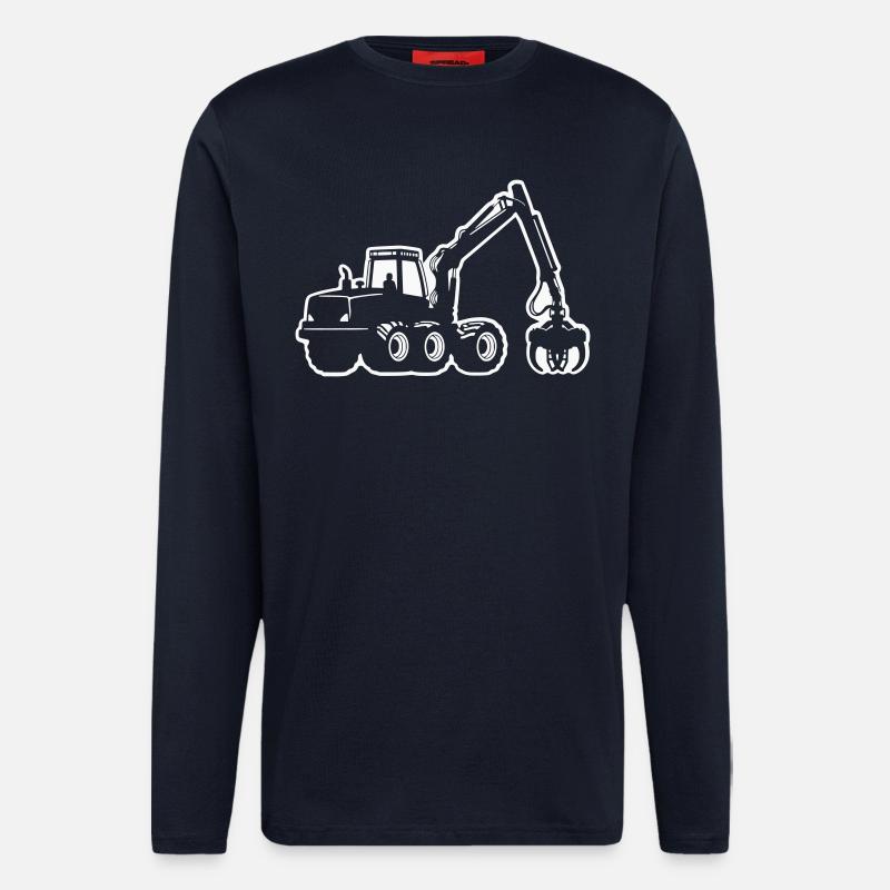 Silhouette de moissonneuse - Manches longues bio décontracté fabriqué en UE - DARK NAVY