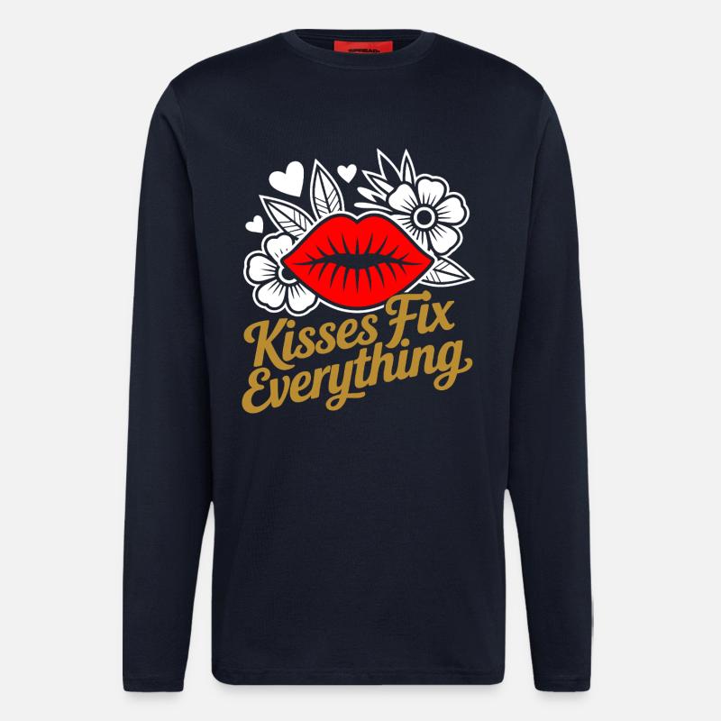 Küsse heilen alles - Langarmshirt - made by SPREAD - DARK NAVY