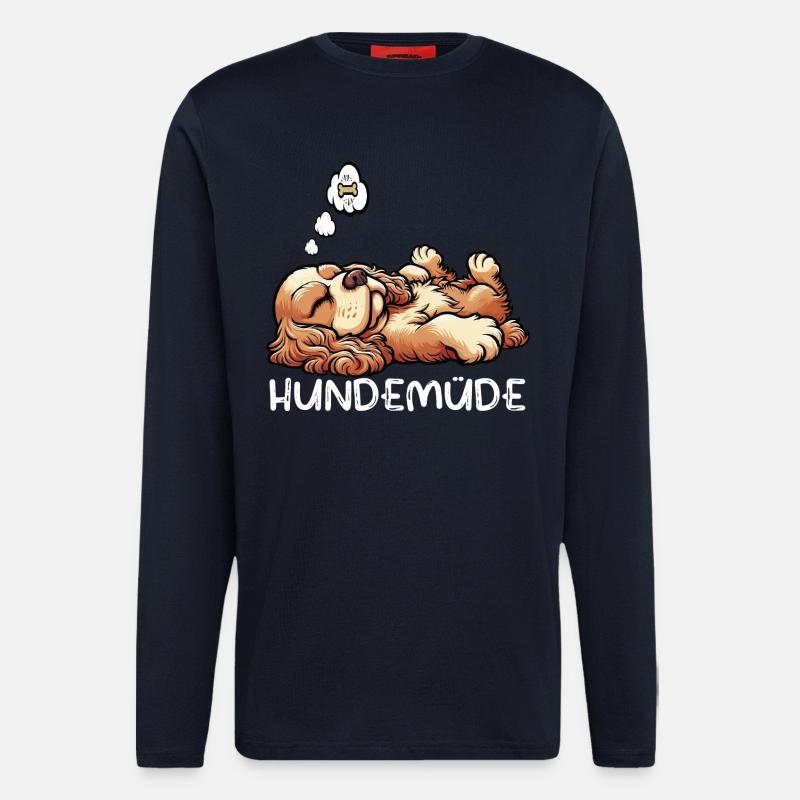Hundemüde Cocker Spaniel Cockerhund Cockerbesitzer - Langarmshirt - made by SPREAD  - DARK NAVY