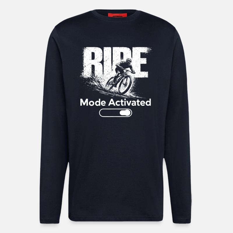 Mode Ride, Chemise Activée VTT VTT - Manches longues bio décontracté fabriqué en UE - DARK NAVY