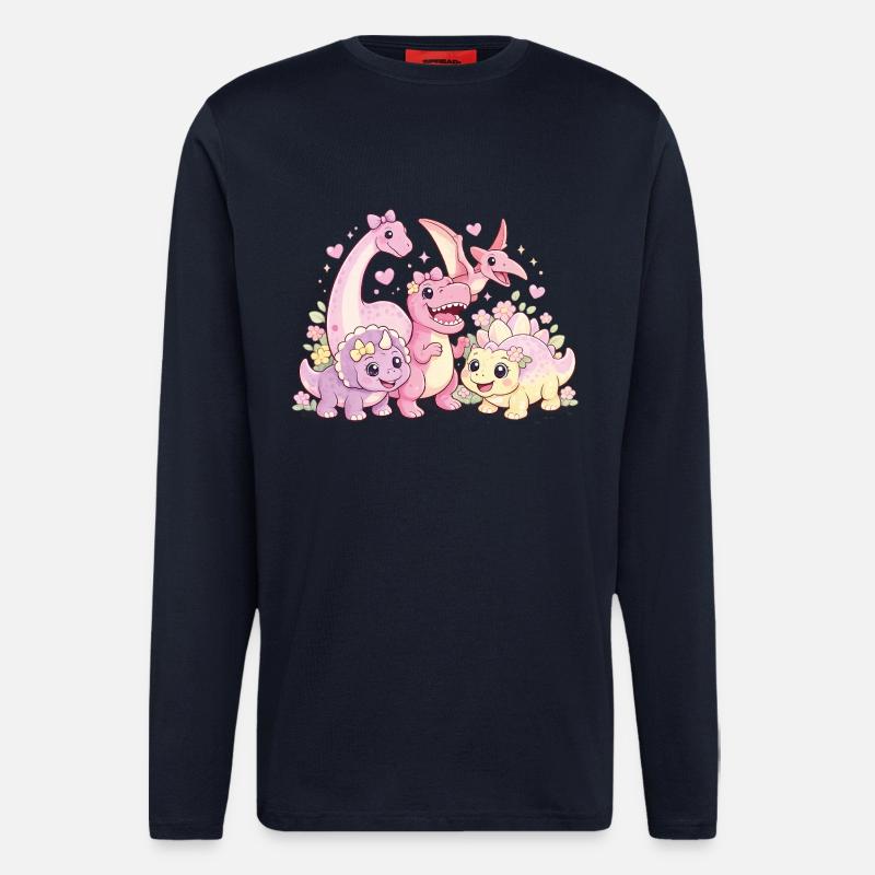 Meuble Troupe de Dinos Filles Mignonnes - Manches longues bio décontracté fabriqué en UE - DARK NAVY