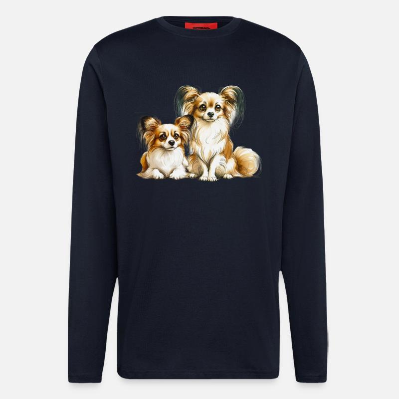 Papillon Hunde - Langarmshirt - made by SPREAD  - DARK NAVY