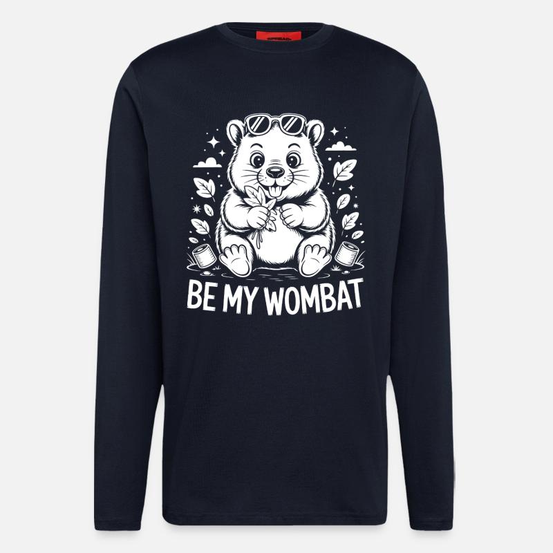 Sois mon Wombat – Mignon Wombat - Manches longues bio décontracté fabriqué en UE - DARK NAVY