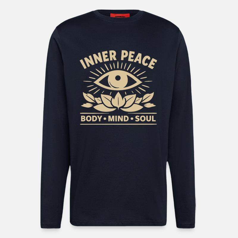 Pace Interiore Corpo Mente Anima Occhio - Maglia a maniche lunghe ecologica casual Made in UE - DARK NAVY