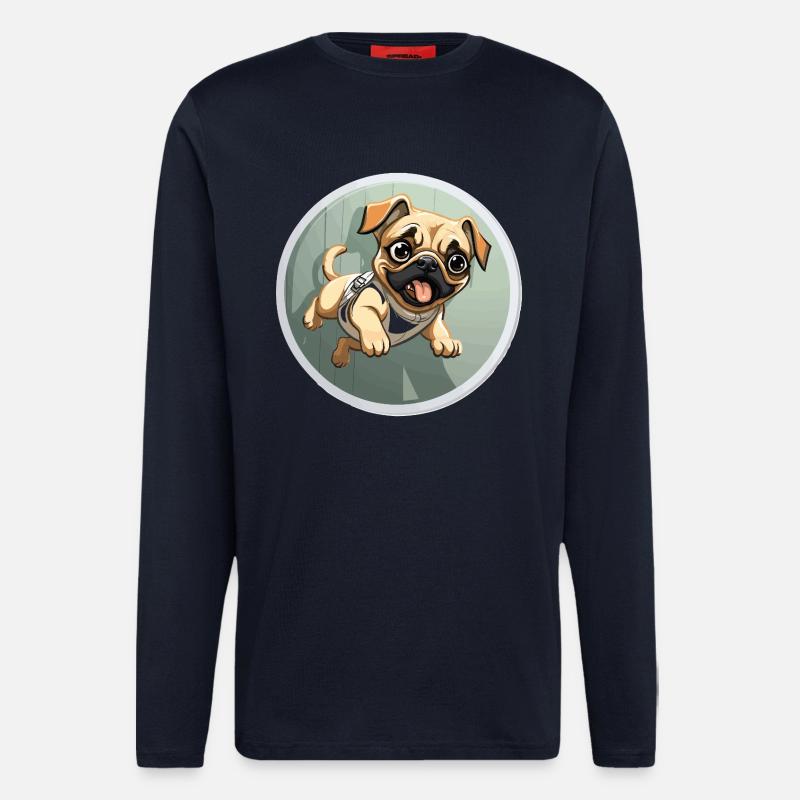 Squeaking Pug Sprinter - Longsleeve - made by SPREAD - DARK NAVY
