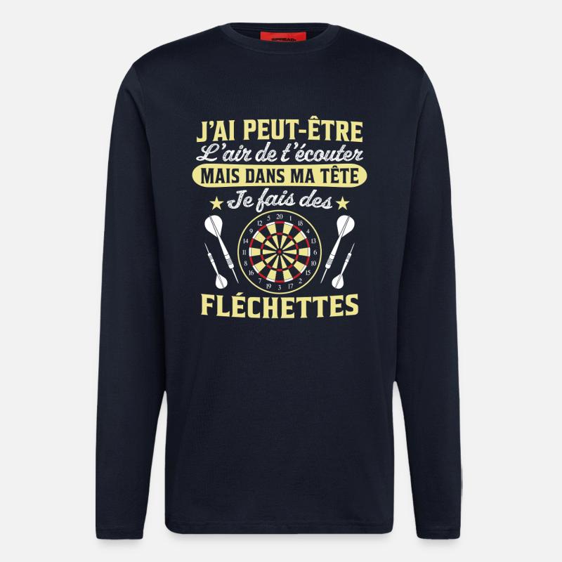  joue aux fléchettes - Manches longues bio décontracté fabriqué en UE - DARK NAVY