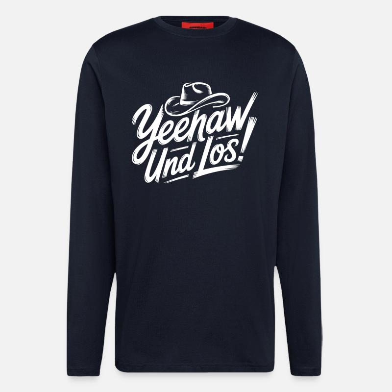 Yeah and Los! Western Script - Manches longues bio décontracté fabriqué en UE - DARK NAVY
