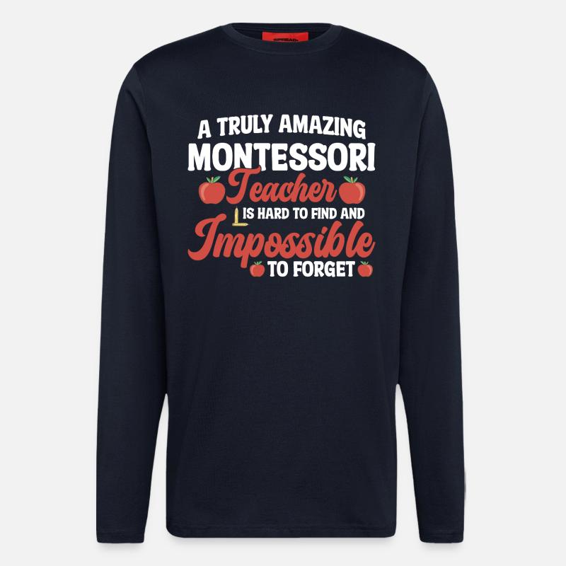Montessori-Methode-Schulmitarbeiter Montessori - Langarmshirt - made by SPREAD  - DARK NAVY