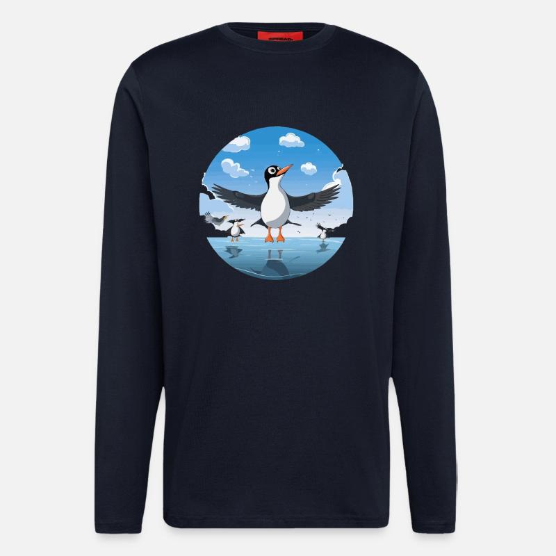 Pinguin Kreis am Eissee - Langarmshirt - made by SPREAD  - DARK NAVY