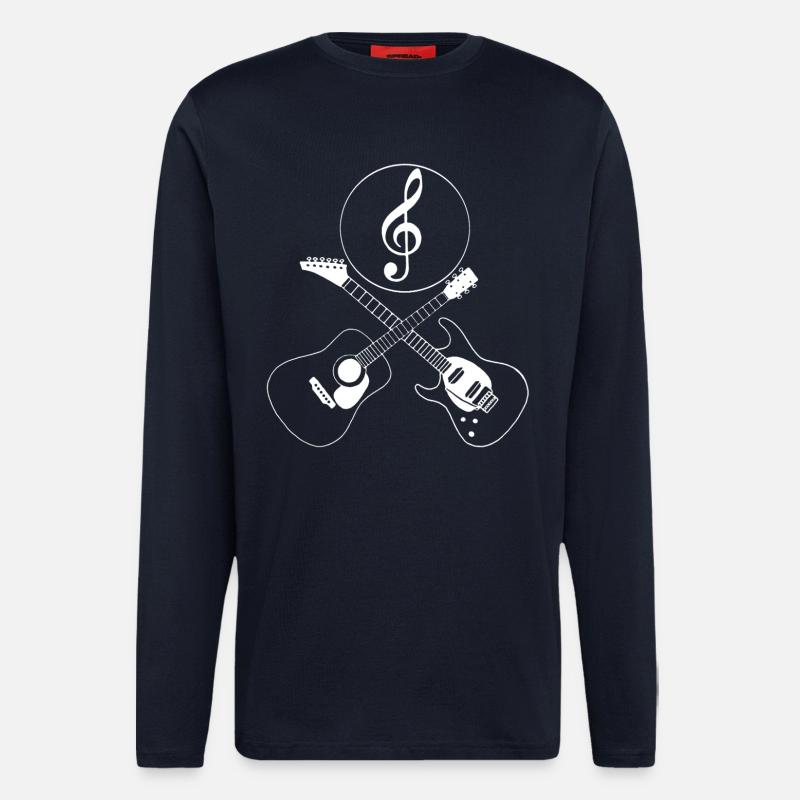 Crossover guitars and treble clef - Longsleeve - made by SPREAD - DARK NAVY
