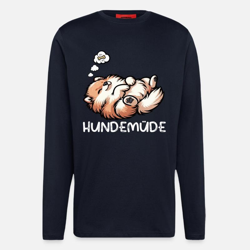 Hundemüde Zwergspitz Zwergspitze Spitzhund Spitz - Langarmshirt - made by SPREAD  - DARK NAVY