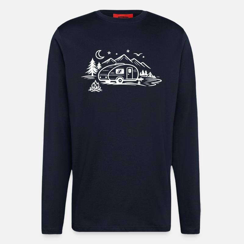 Camping Trailer Landscape - Longsleeve - made by SPREAD  - DARK NAVY