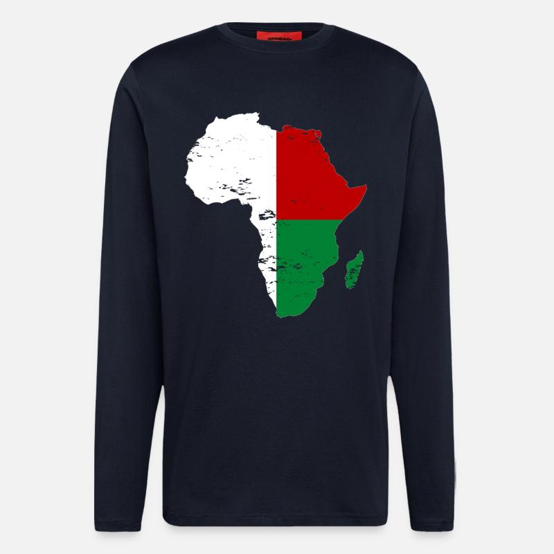 Drapeau de Madagascar Afrique - Manches longues bio décontracté fabriqué en UE - DARK NAVY