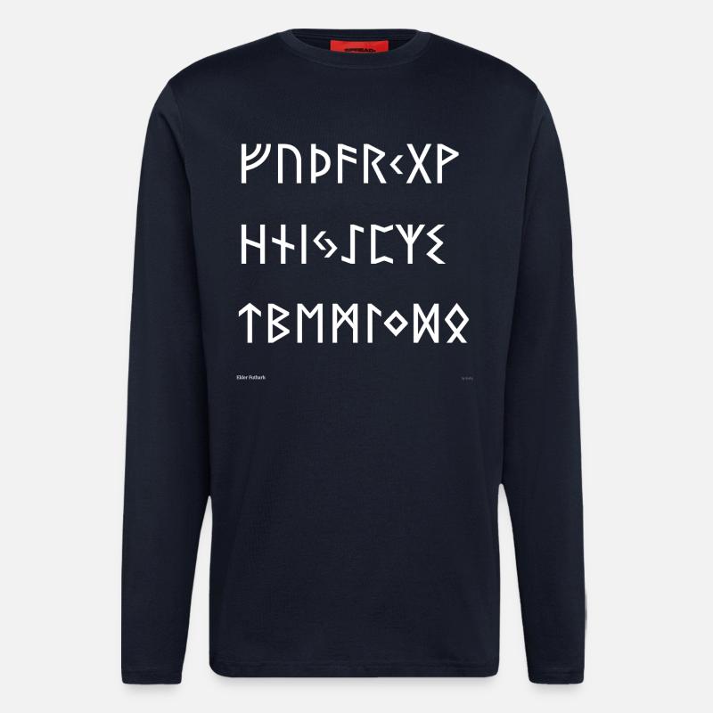 Elder Futhark (weiß) - Langarmshirt - made by SPREAD  - DARK NAVY