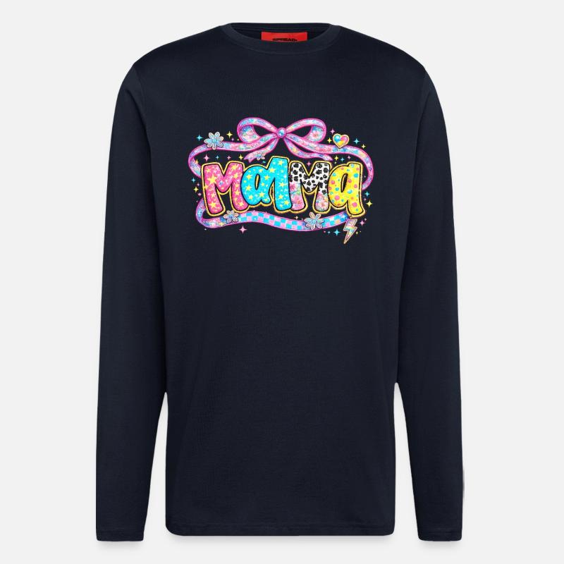 Mama-Geschenk: Retro Mama-Optik und Glitzer - Langarmshirt - made by SPREAD  - DARK NAVY