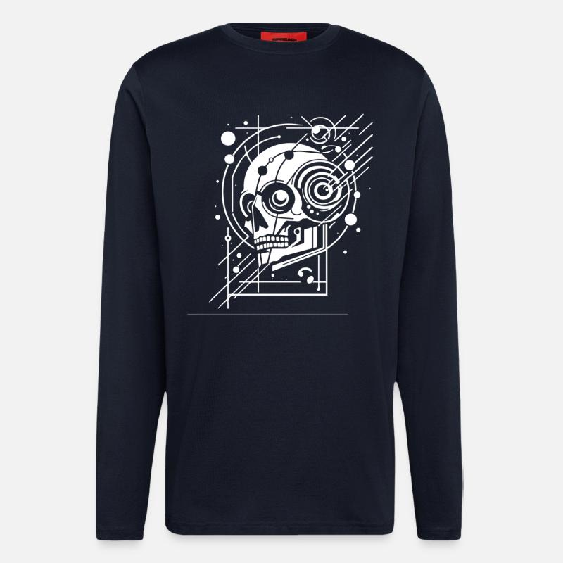 Cyber-Schädel Geometrie Neon - Langarmshirt - made by SPREAD - DARK NAVY