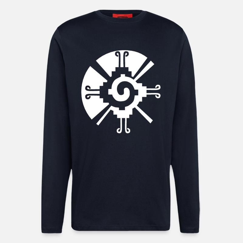 Solar Geometric Pattern (White) - Longsleeve - made by SPREAD - DARK NAVY