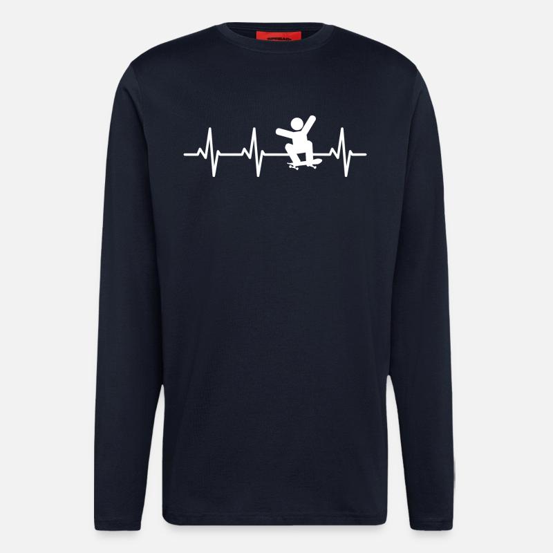 Skateboarder Stick Figure Cardiogram - Longsleeve - made by SPREAD - DARK NAVY