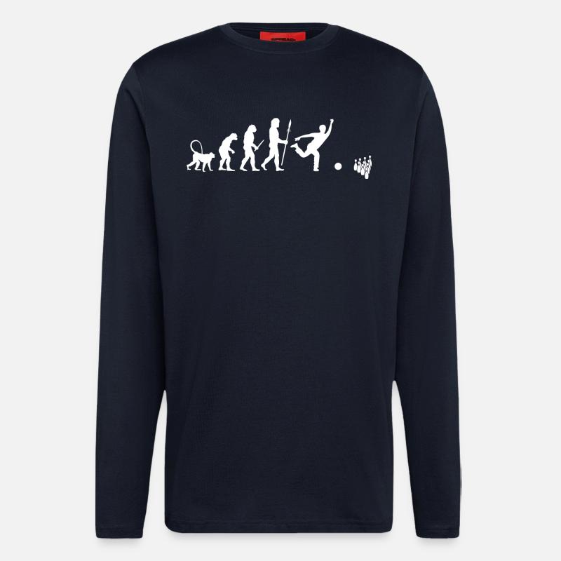 Évolution du bowling - Manches longues bio décontracté fabriqué en UE - DARK NAVY
