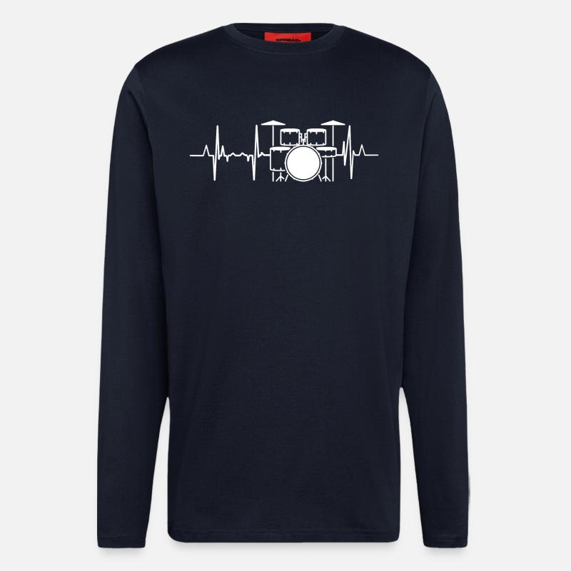 Schlagzeuger Herzschlag - Langarmshirt - made by SPREAD  - DARK NAVY