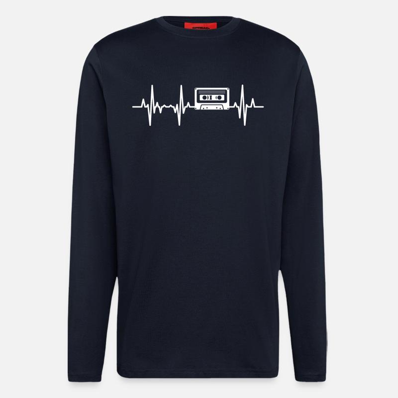 80er Kassette Herzfrequenz - Langarmshirt - made by SPREAD  - DARK NAVY