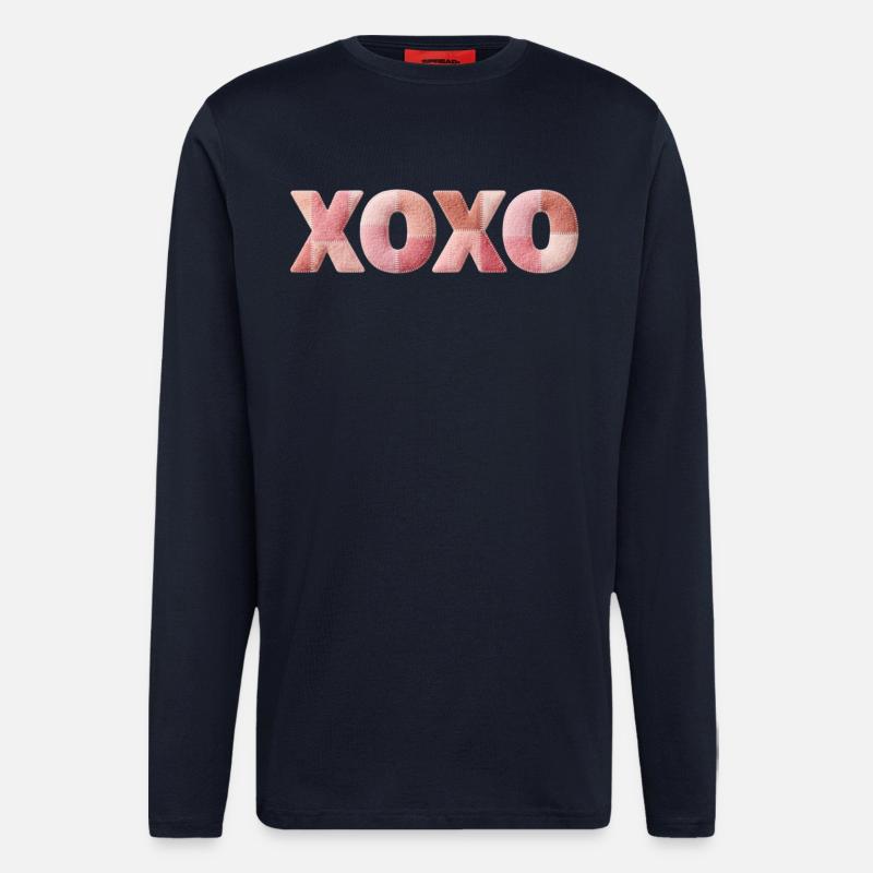 XOXO Patchwork Spruch Kuss Umarmung - Langarmshirt - made by SPREAD  - DARK NAVY