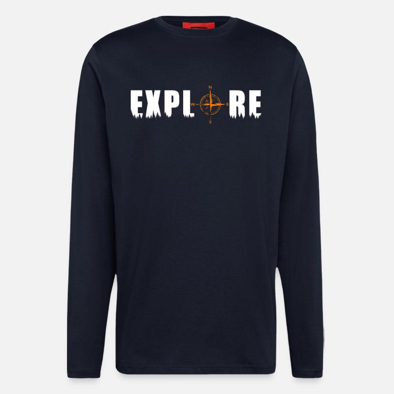 Explore Motiv mit einem Kompass - Langarmshirt - made by SPREAD  - DARK NAVY