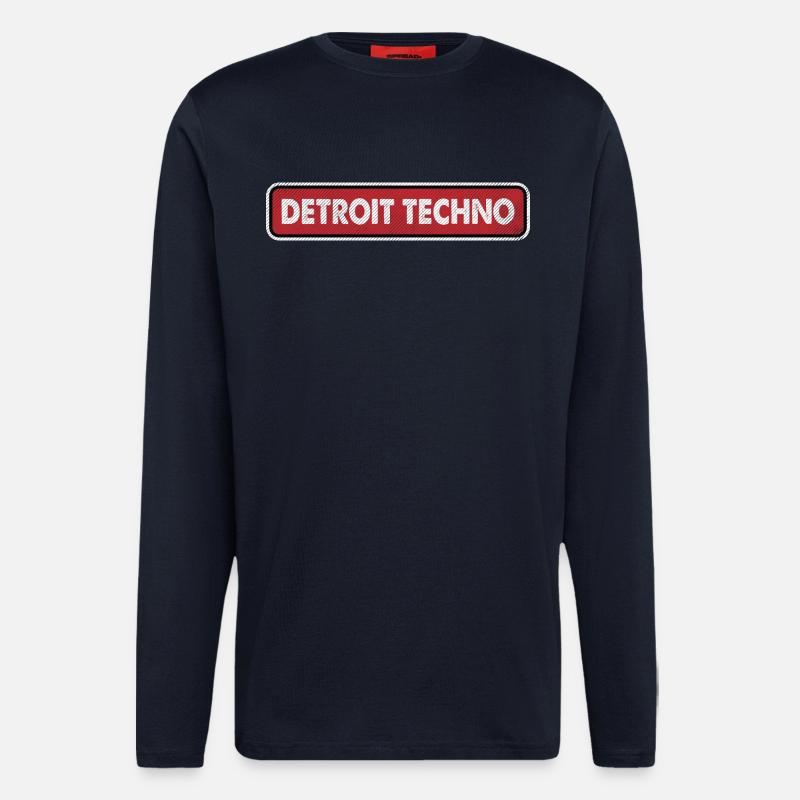 Detroit Techno Retro Logo - Langarmshirt - made by SPREAD  - DARK NAVY