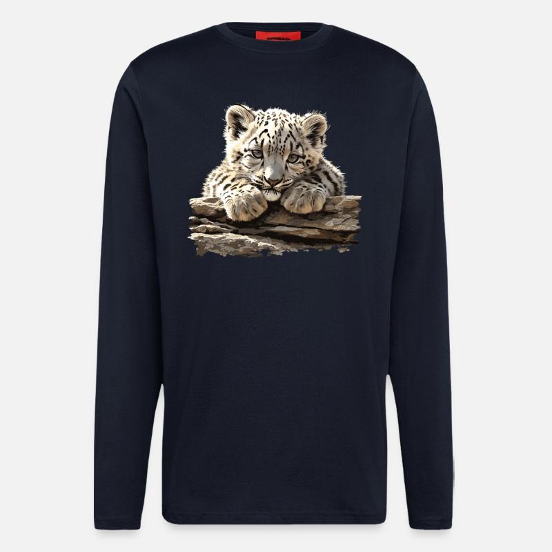 Snow Leopard Schneeleoparden Schneeleopard - Langarmshirt - made by SPREAD  - DARK NAVY