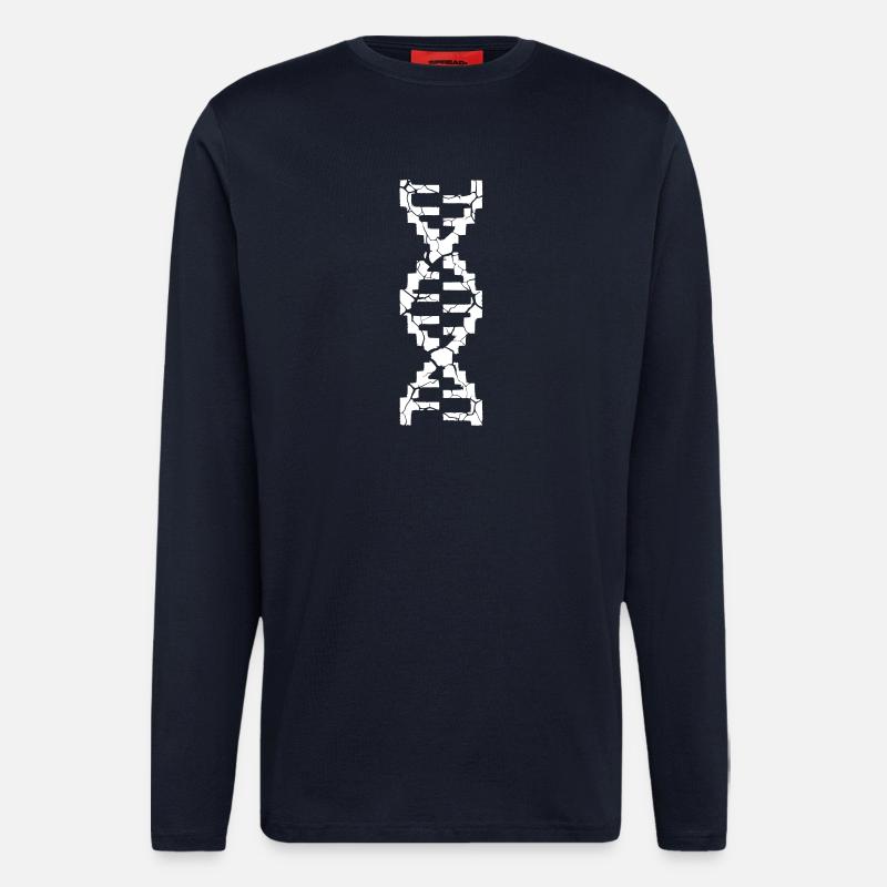 DNA Strand Broken Cracks - Longsleeve - made by SPREAD  - DARK NAVY