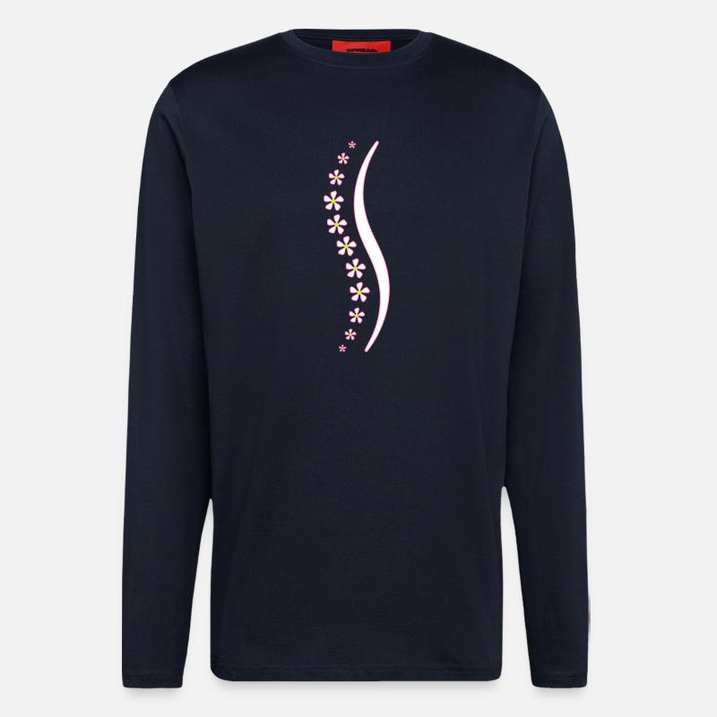 Blumen-Wirbelsäule rosa - Langarmshirt - made by SPREAD  - DARK NAVY