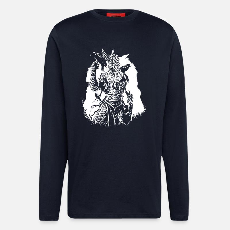 Vikings with ravens - Longsleeve - made by SPREAD  - DARK NAVY