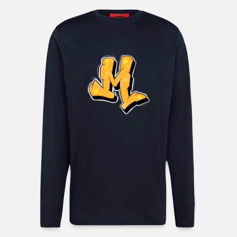 Yellow Graffiti Initials Logo. - Longsleeve - made by SPREAD  - DARK NAVY