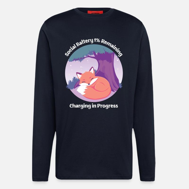 Cute fox with tree - Longsleeve - made by SPREAD  - DARK NAVY
