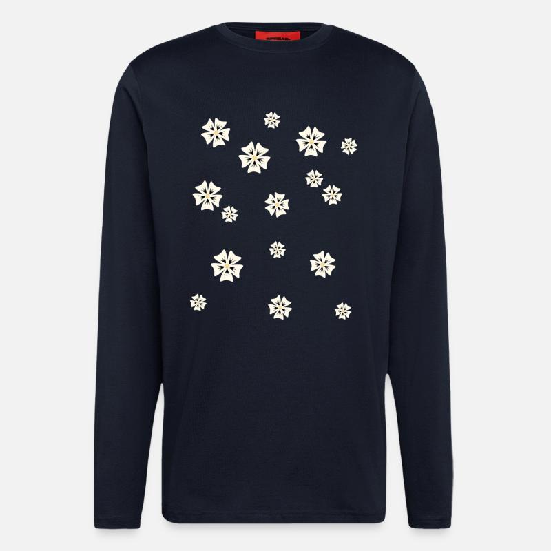 Blumenmuster in schlichtem Stil - Langarmshirt - made by SPREAD  - DARK NAVY