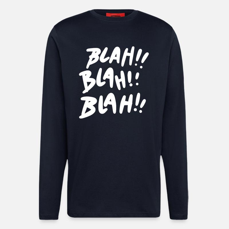 Bla Bla Bla Blanc - Manches longues bio décontracté fabriqué en UE - DARK NAVY