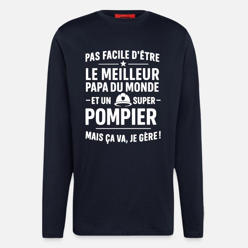 Firefighter – Super Dad Firefighter - Longsleeve - made by SPREAD - DARK NAVY