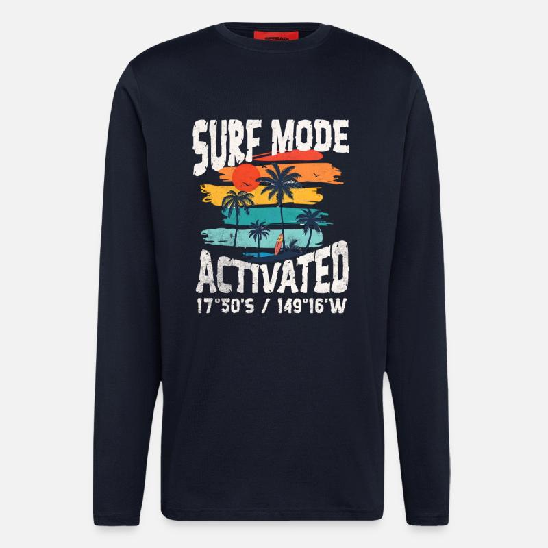 Surf mode activated Copy - Manches longues bio décontracté fabriqué en UE - DARK NAVY