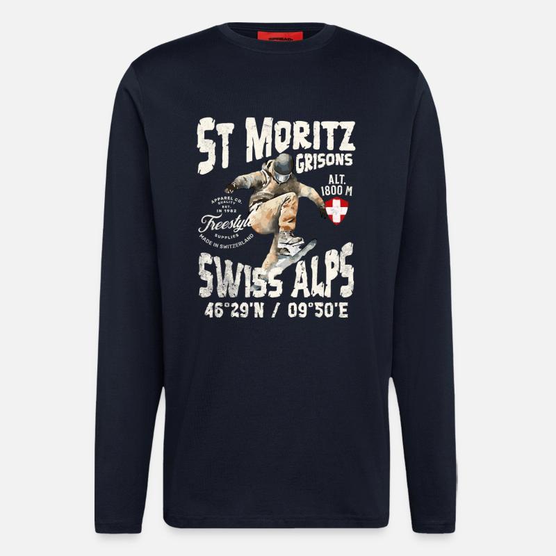 Schweizer Alpin- und Mountain-Skateboarder - Langarmshirt - made by SPREAD  - DARK NAVY