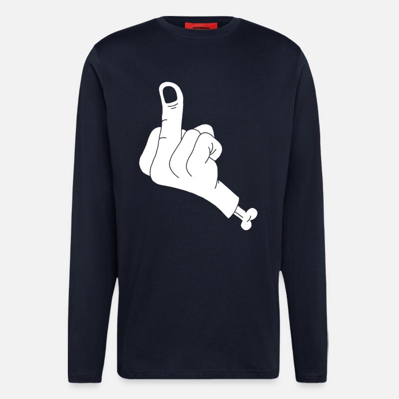 Main coupée et vulgarité (blanc) - Manches longues bio décontracté fabriqué en UE - DARK NAVY