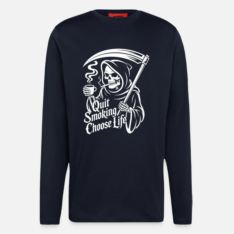 Quit smoking Grim Reaper - Longsleeve - made by SPREAD  - DARK NAVY