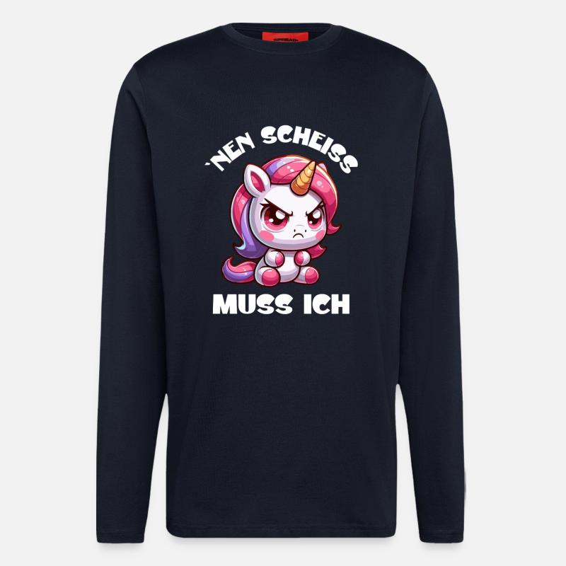 Wütendes Einhorn Chibi Motiv - Langarmshirt - made by SPREAD - DARK NAVY