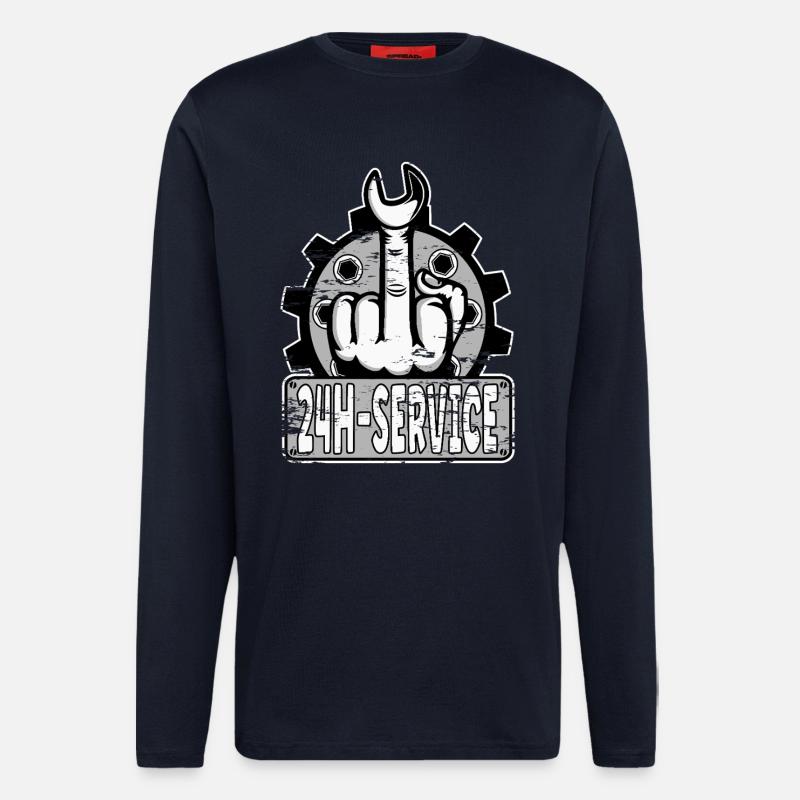 Mittelfinger Stinkerfinger 24h Service Design Grau - Langarmshirt - made by SPREAD - DARK NAVY