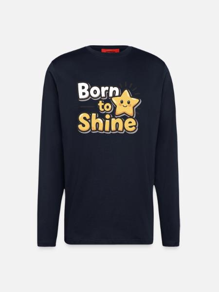 Né pour briller – Strahlender Stern - Manches longues bio décontracté fabriqué en UE - DARK NAVY