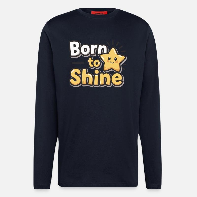 Né pour briller – Strahlender Stern - Manches longues bio décontracté fabriqué en UE - DARK NAVY