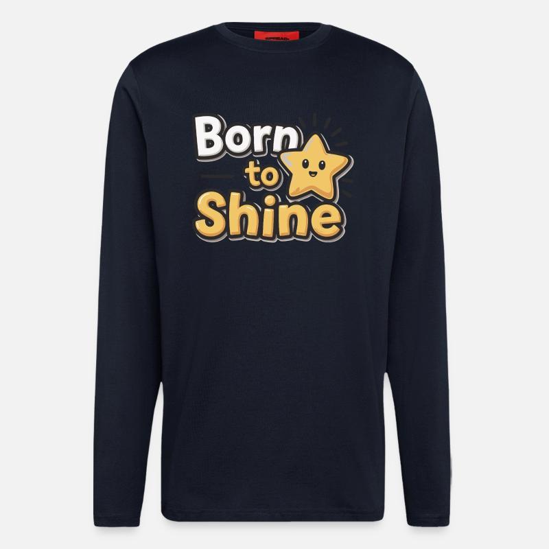 Né pour briller – Strahlender Stern - Manches longues bio décontracté fabriqué en UE - DARK NAVY