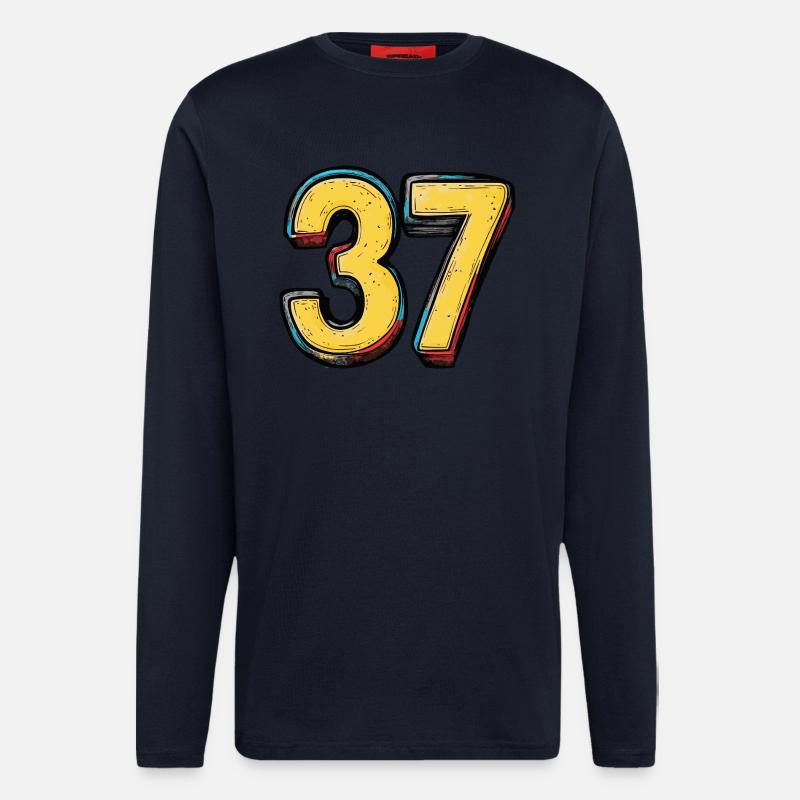 37 Zahl Comic - Langarmshirt - made by SPREAD  - DARK NAVY