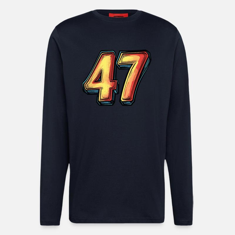 47 Zahl Comic - Langarmshirt - made by SPREAD - DARK NAVY